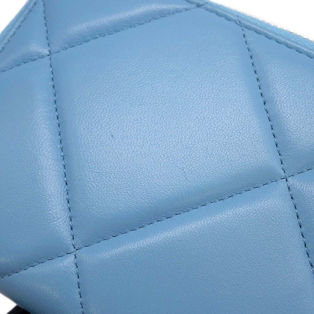 CHANEL Blue Lambskin Leather Logo Wallet - Picture 5 of 14